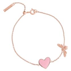 Olivia Burton You Have My Heart Pink and Rose Gold Bee Chain Bracelet
