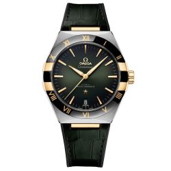 OMEGA Constellation Co-Axial Master Chronometer Steel and Yellow Gold Leather Strap Watch | Green Dial | 41mm | O13123412110001