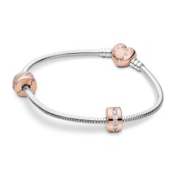 Pandora Heart Clasp Iconic Bracelet Gift Set, Rose Gold-Plated