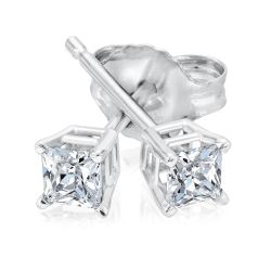 1/4ctw Princess Diamond Solitaire White Gold Stud Earrings | Classic