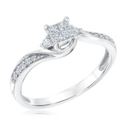Quartet Princess Diamond True Promise Ring 1/4ctw
