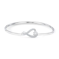 1/5ctw Diamond Heart Sterling Silver Bangle Bracelet