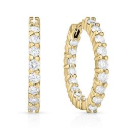 Roberto Coin Perfect Inside Out Diamond Yellow Gold Hoop Earrings
