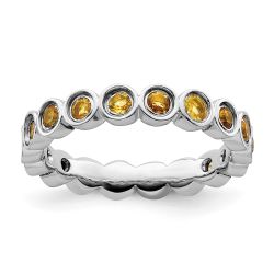 Round Citrine Sterling Silver Stackable Ring