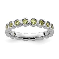 Round Peridot Sterling Silver Stackable Ring