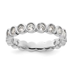Round White Topaz Sterling Silver Stackable Ring