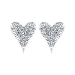 Sterling Silver Diamond Heart Stud Earrings 1/10ctw