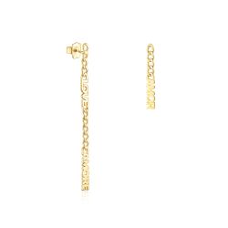 TOUS Crossword Amor Yellow Gold-Plated Chain Drop Earrings