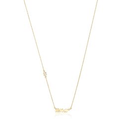 TOUS Crossword Yellow Gold and 1/20ct Diamond Love Necklace