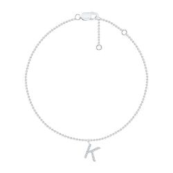 White Gold Diamond Initial K Bracelet 1/20ctw