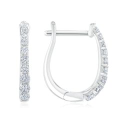 White Gold Graduated Diamond Huggie Hoop Earrings 1/4ctw