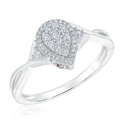 White Gold Pear-Shaped Diamond Cluster Frame Ring 1/4ctw