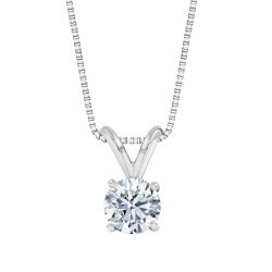 White Gold Round Diamond Solitaire Pendant Necklace 1/2ct