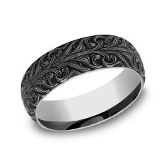 Grey Tungsten 8mm Bali Script Pattern Comfort Fit Wedding Band Grey Tungsten 8mm Bali Script Pattern Comfort Fit Wedding Band