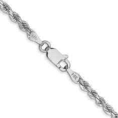 14k White Gold 2.75mm Diamond-Cut Rope Chain Necklace