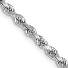 14k White Gold 2.75mm Diamond-Cut Rope Chain Necklace