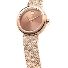 Movado Museum Velura Mini Rose Gold-Tone Mesh Bracelet Watch 21mm - 0607892