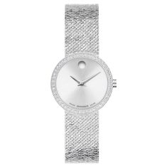 Movado Museum Velura Lab Grown Diamond Silver Dial Stainless Steel Mesh Bracelet Watch 25mm - 0607933 Movado Museum Velura Lab Grown Diamond Silver Dial Stainless Steel Mesh Bracelet Watch 25mm - 0607933