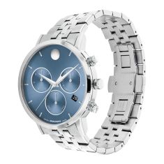 Movado Museum Classic Chronograph Blue Dial Stainless Steel Watch 42mm - 0607998
