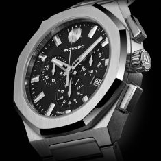 Movado Centurion Chronograph Black Dial Stainless Steel Watch 40mm - 0608109