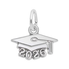 14k White Gold Graduation Cap 2026 Flat Charm