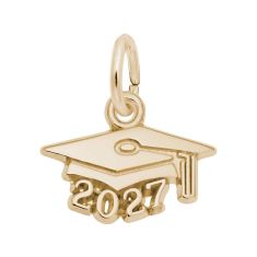 10k Yellow Gold Graduation Cap 2027 Flat Charm