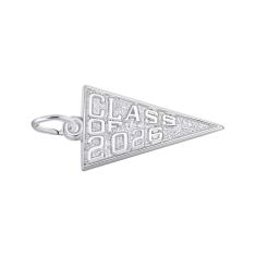 Sterling Silver Class of 2026 Graduation Flag Flat Charm Sterling Silver Class of 2026 Graduation Flag Flat Charm