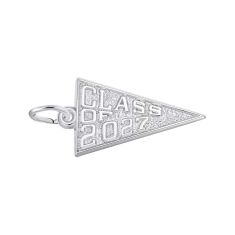 Sterling Silver Class of 2027 Graduation Flag Flat Charm Sterling Silver Class of 2027 Graduation Flag Flat Charm