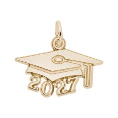 10k Yellow Gold Large Graduation Cap 2027 Flat Charm