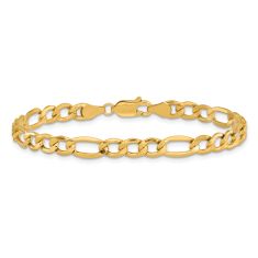 10k Yellow Gold 5.35mm Figaro Chain Bracelet