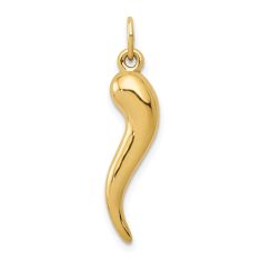 10k Yellow Gold Italian Horn Pendant, 30mm 1