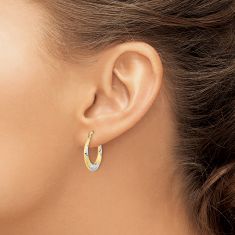 Two-Tone Textured Hoop Earrings, 19mm