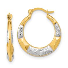 Two-Tone Textured Hoop Earrings, 19mm
