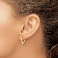10k Yellow Gold Claddagh Hoop Earrings, 18mm