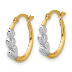 Two-Tone Triple Heart Hoop Earrings, 16mm