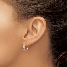 Two-Tone Triple Heart Hoop Earrings, 16mm