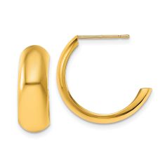 10k Yellow Gold J Hoop Earrings, 19.75mm 10k Yellow Gold J Hoop Earrings, 19.75mm