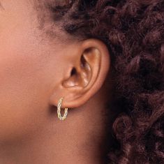 10k Tri-Tone Gold Twisted Hoop Earrings, 16mm