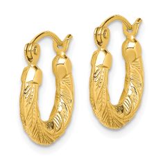 10k Yellow Gold Textured Small Hoop Earrings, 8mm