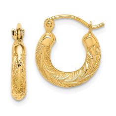 10k Yellow Gold Textured Small Hoop Earrings, 8mm 10k Yellow Gold Textured Small Hoop Earrings, 8mm