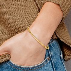 10k Yellow Gold 2.9mm Flat Beveled Curb Chain Bracelet