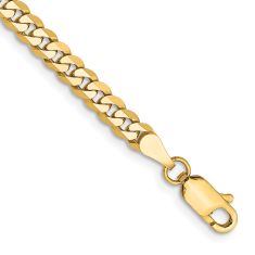 10k Yellow Gold 3.9mm Flat Beveled Curb Chain Necklace