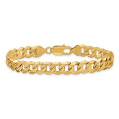 10k Yellow Gold 7.75mm Flat Beveled Curb Chain Bracelet 1