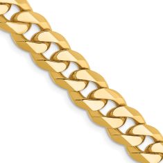 10k Yellow Gold 8.25mm Flat Beveled Curb Chain Necklace