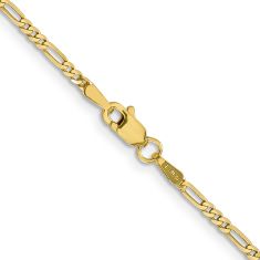 10k Yellow Gold 1.75mm Flat Figaro Chain Necklace