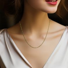 10k Yellow Gold 1.75mm Flat Figaro Chain Necklace