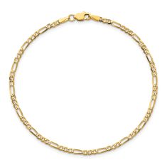 10k Yellow Gold 2.2mm Flat Figaro Chain Bracelet