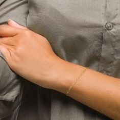 10k Yellow Gold 2.2mm Flat Figaro Chain Bracelet