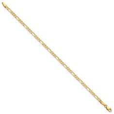10k Yellow Gold 3mm Flat Figaro Chain Bracelet
