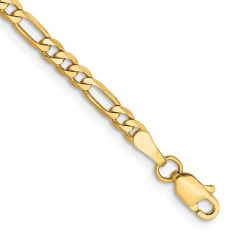 10k Yellow Gold 3mm Flat Figaro Chain Bracelet